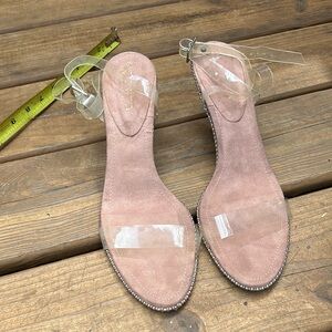 EUC Fashion Nova Stilettos, Clear, Strappy, Nude, (Las)